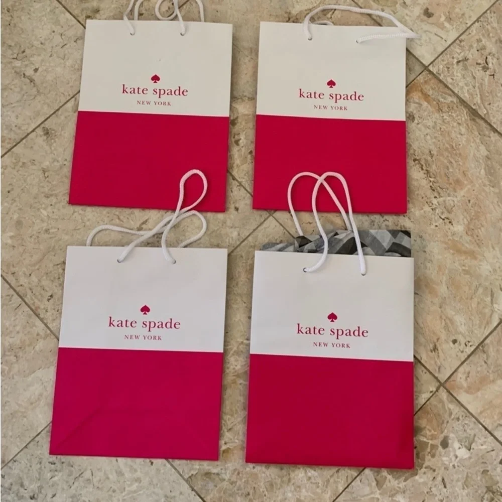 Like New 5 Small Kate Spade Shopping Paper Gift Bags Pink White 10